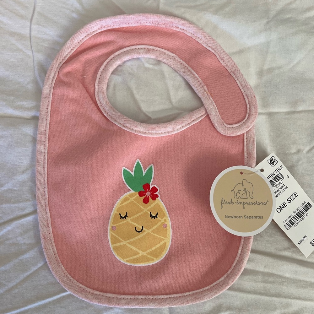 [BUNDLE ME] First Impressions Pink Bib with Pineapple Design